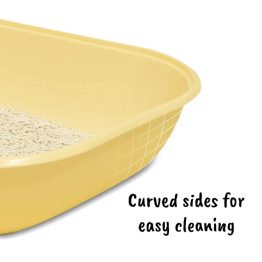 AllPetSolutions Cat Litter Tray with High Sides & Scoop, Grey