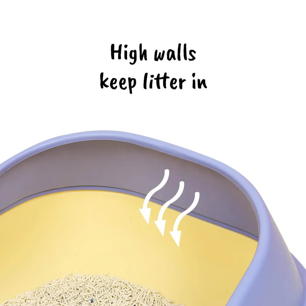 AllPetSolutions Cat Litter Tray with High Sides & Scoop, Grey