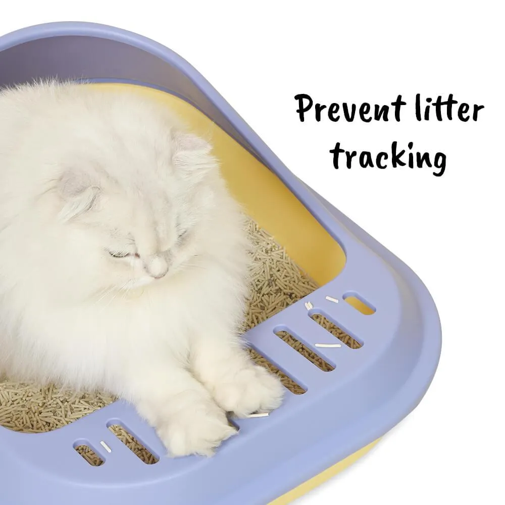 AllPetSolutions Cat Litter Tray with High Sides & Scoop, Grey