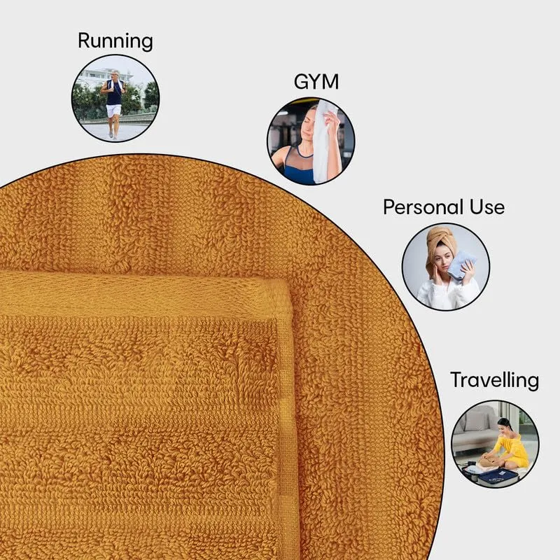 Anko Australia 100% Cotton 700 GSM Ribbed Face Towel | Set of 8 | Super-Soft, Absorbent, Quick-Drying | Mustard Towel for Men, Women & Kids | 33x33 cm |Travel, Gym, Spa Towel