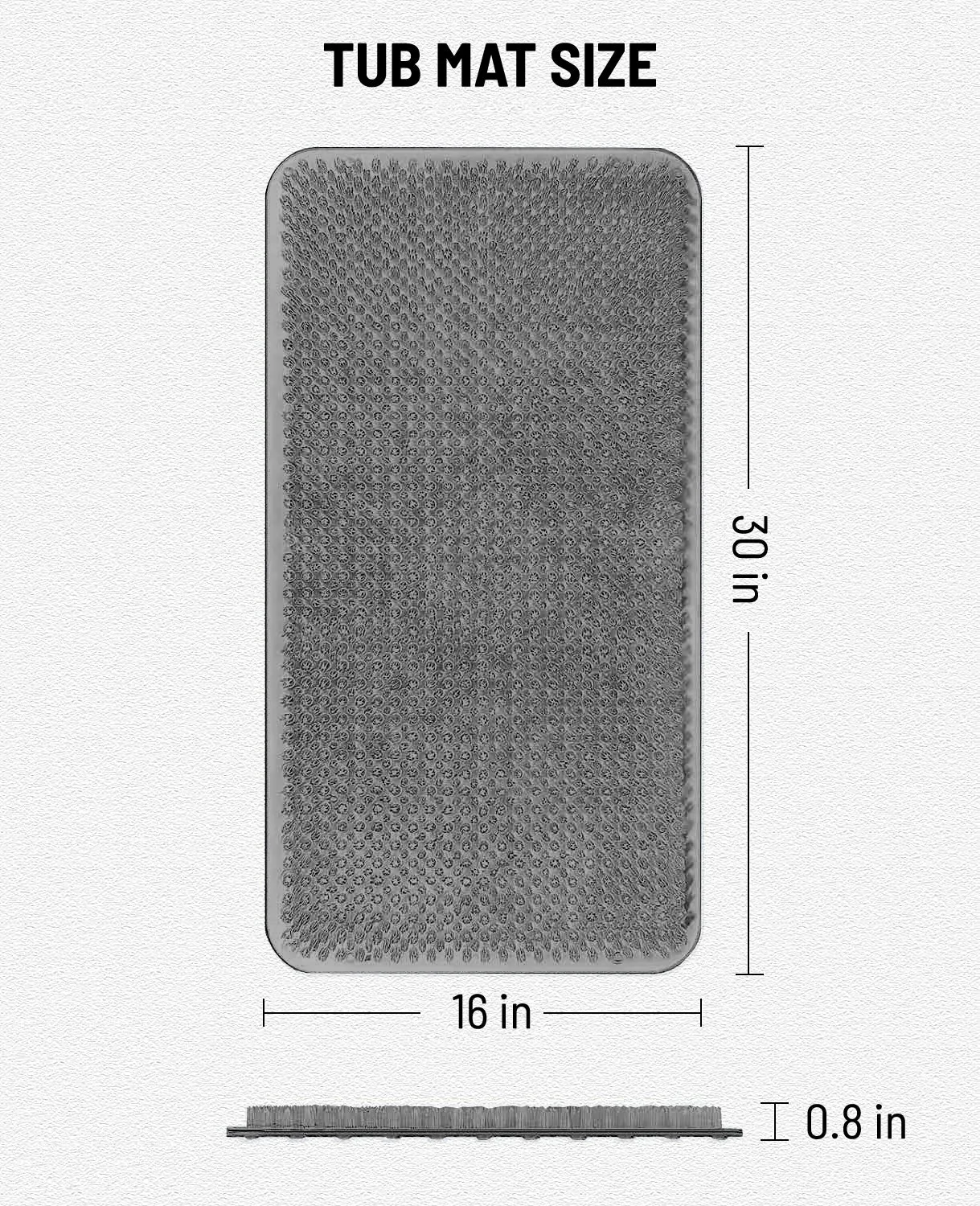 Anti-Slip Tub Mat with Suction Cups - Non-Slip Bath Mat for Shower - Machine Washable, Tub, Kids - Shower & Bathtub Mat - Toddler Friendly - Bath Mats for Bathroom, 30"x16"
