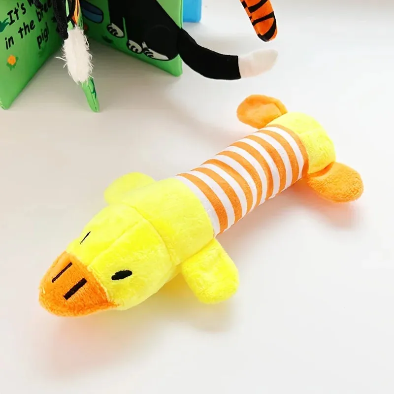 Cute Pet Dog Cat Plush Squeak Sound Dog Toys Funny Fleece Durability Chew Molar Toy Fit for All Pets Elephant Duck Pig