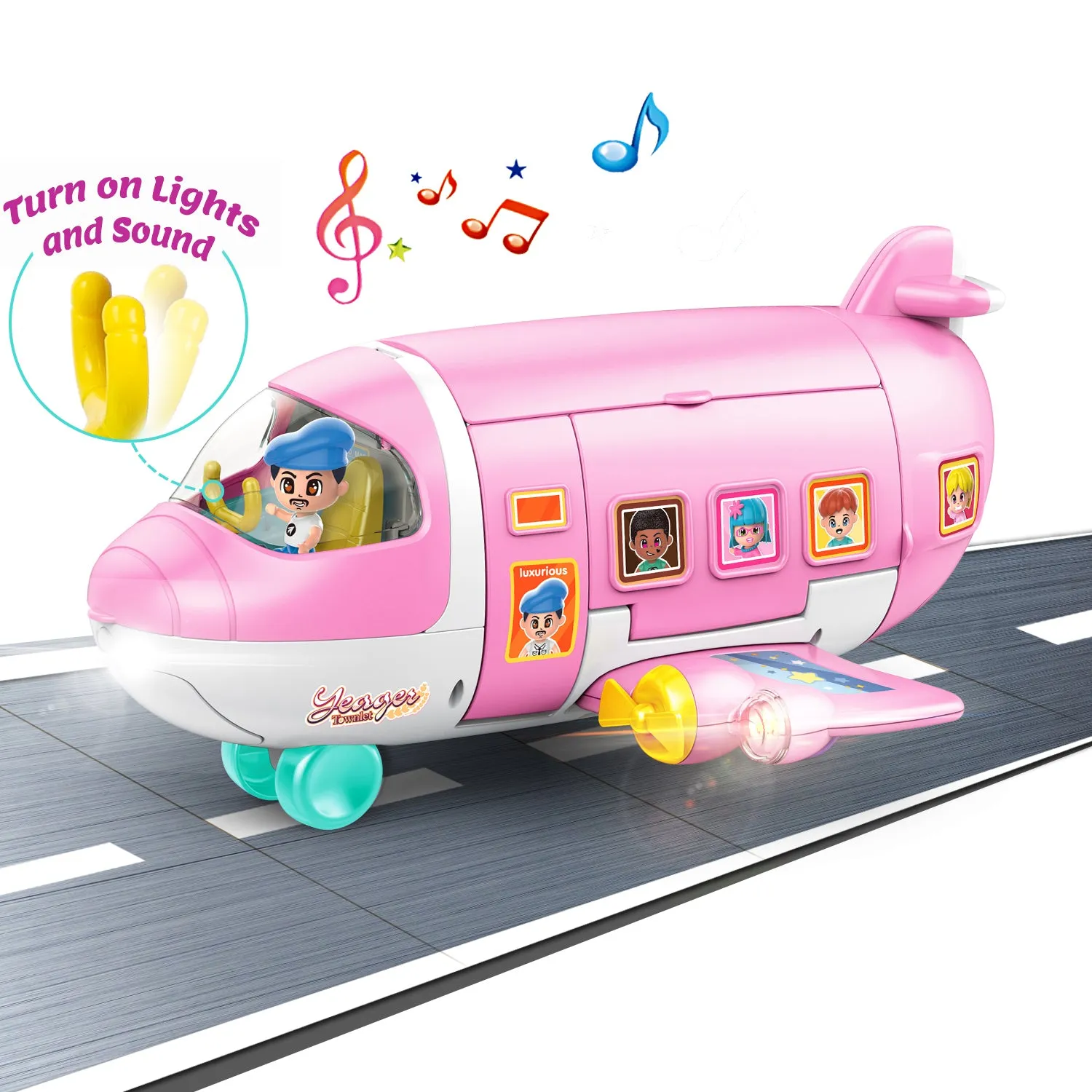 Doll Playset Pretend Play Doll House Set Pink Dream Jet Plane Toys