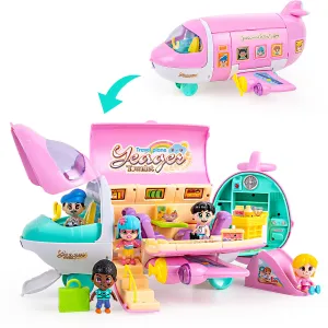 Doll Playset Pretend Play Doll House Set Pink Dream Jet Plane Toys