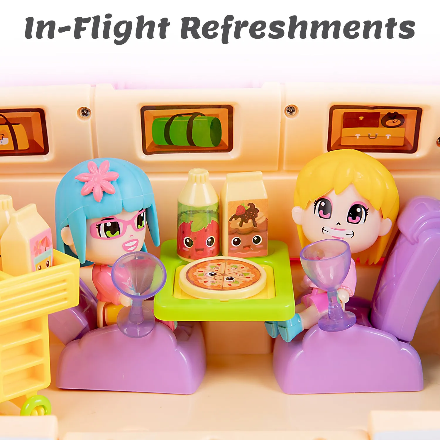 Doll Playset Pretend Play Doll House Set Pink Dream Jet Plane Toys