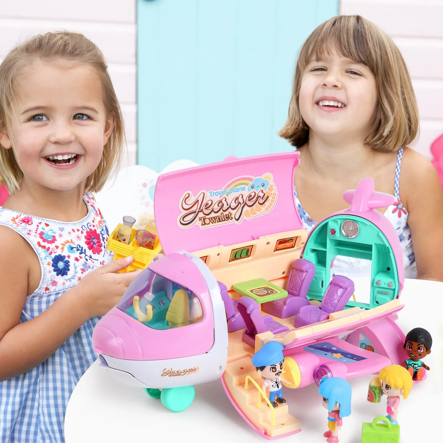 Doll Playset Pretend Play Doll House Set Pink Dream Jet Plane Toys