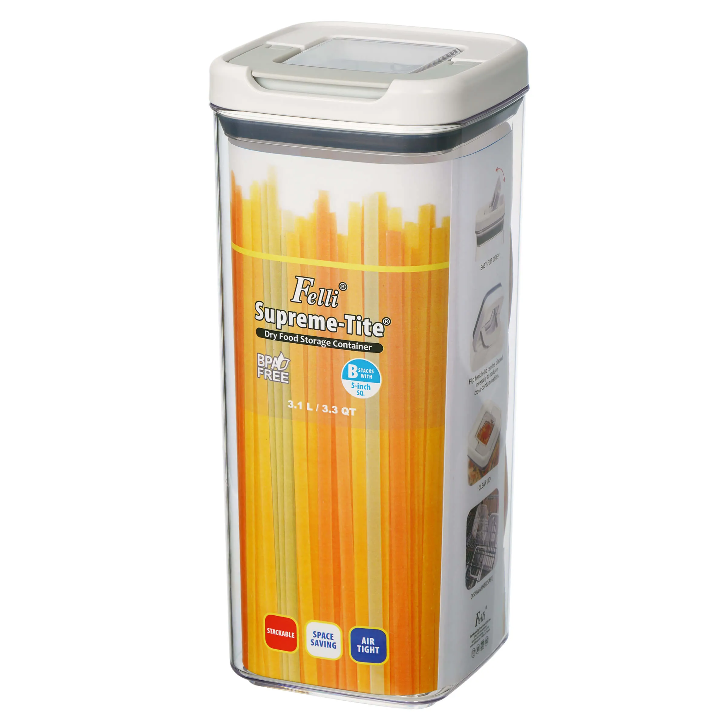 Felli Supreme Tite Square 3.1L Pantry Container