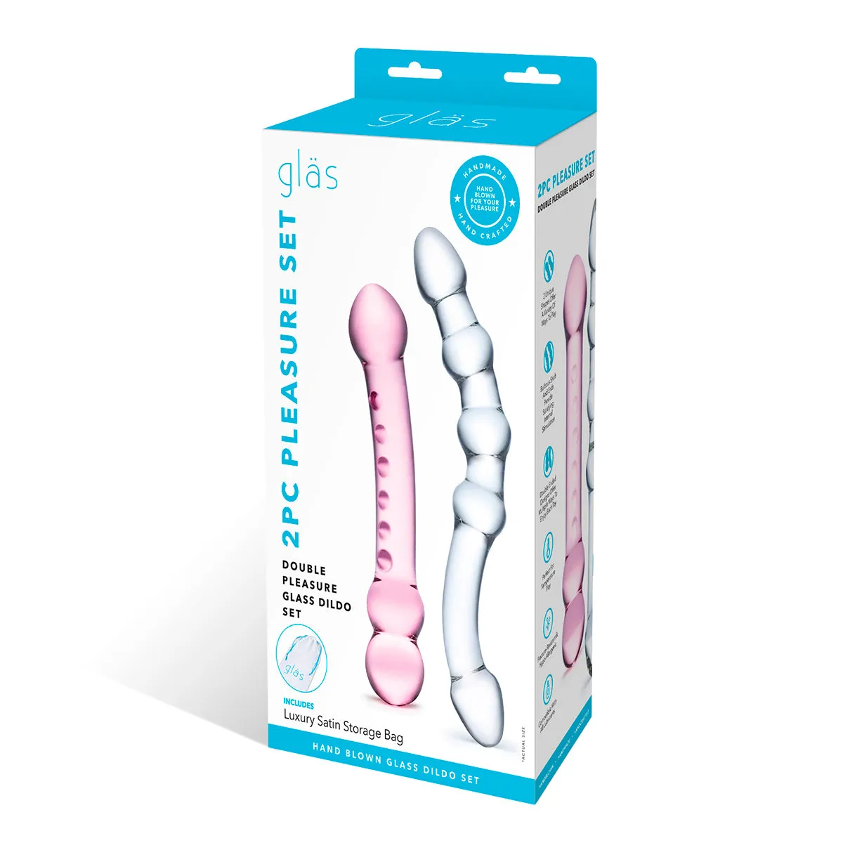 GLAS Double Pleasure 2-Piece Glass Dildo Set