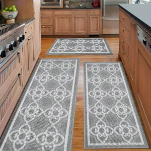 Kitchen Rug Sets 3 Piece with Runner, Farmhouse Kitchen Runner Rugs Non Skid Washable, Waterproof Kitchen Rugs and Mats, Washable Kitchen Rugs for Bathroom Entryway Indoor Front Door Laundry
