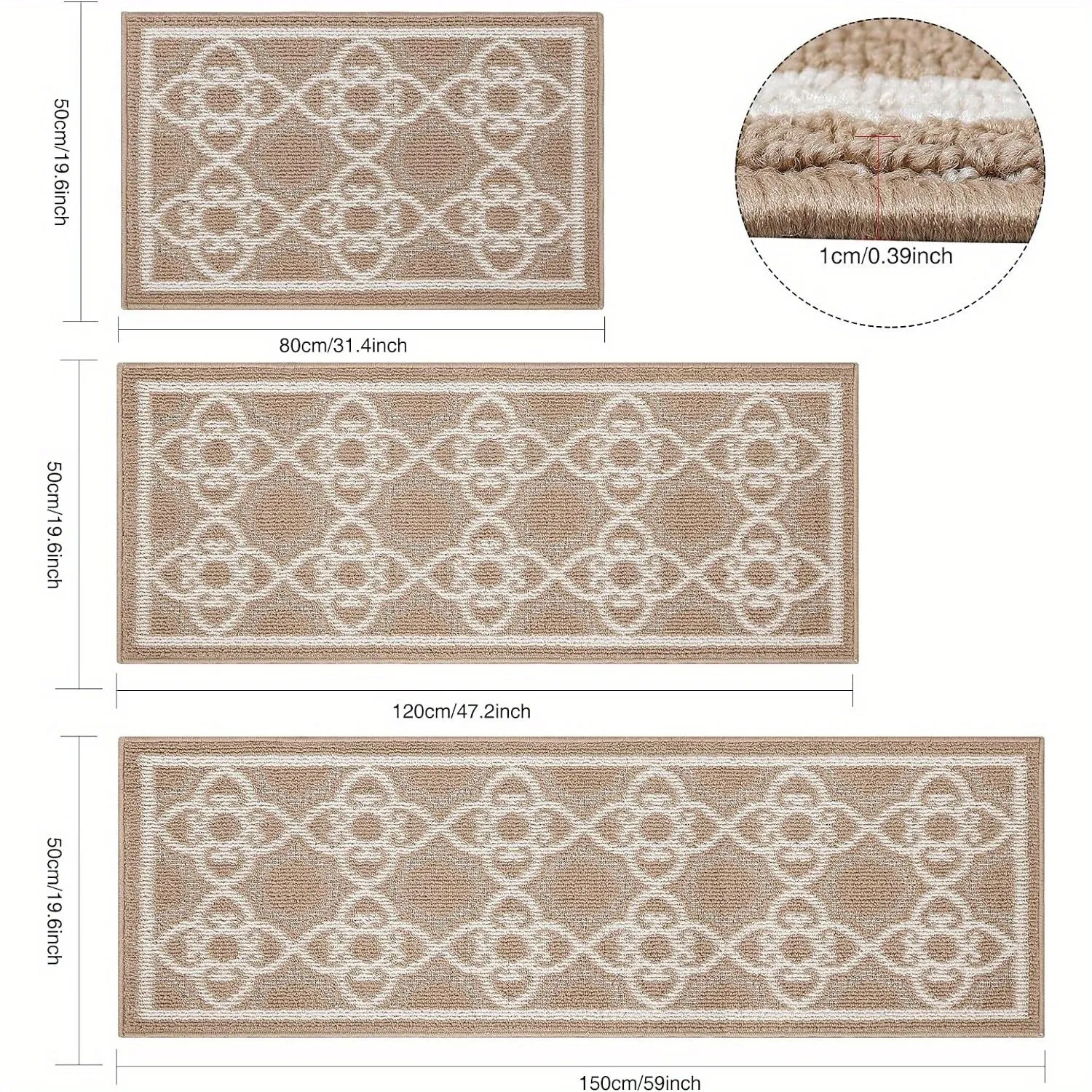 Kitchen Rug Sets 3 Piece with Runner, Farmhouse Kitchen Runner Rugs Non Skid Washable, Waterproof Kitchen Rugs and Mats, Washable Kitchen Rugs for Bathroom Entryway Indoor Front Door Laundry