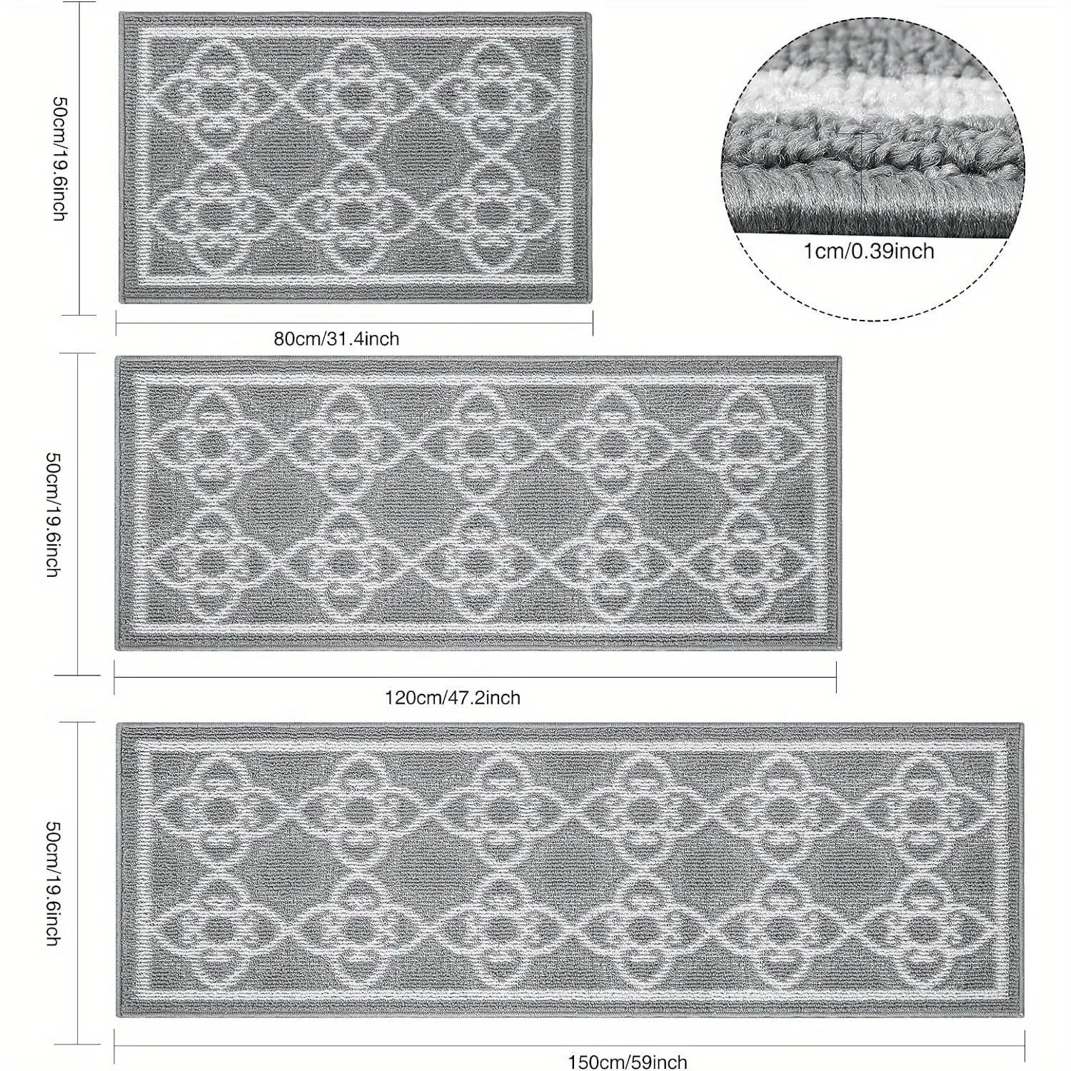 Kitchen Rug Sets 3 Piece with Runner, Farmhouse Kitchen Runner Rugs Non Skid Washable, Waterproof Kitchen Rugs and Mats, Washable Kitchen Rugs for Bathroom Entryway Indoor Front Door Laundry