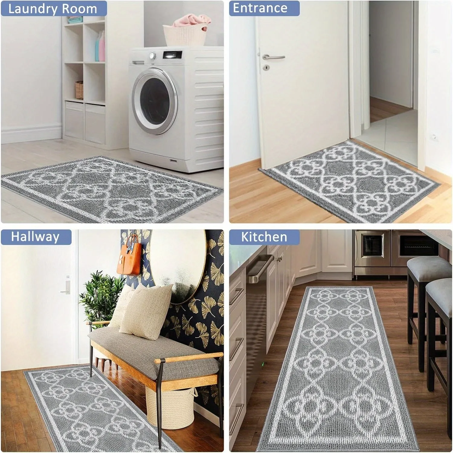 Kitchen Rug Sets 3 Piece with Runner, Farmhouse Kitchen Runner Rugs Non Skid Washable, Waterproof Kitchen Rugs and Mats, Washable Kitchen Rugs for Bathroom Entryway Indoor Front Door Laundry