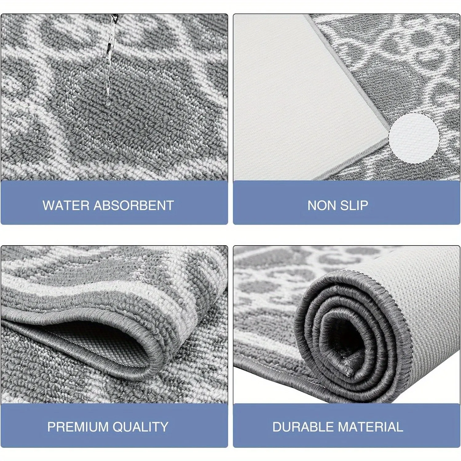 Kitchen Rug Sets 3 Piece with Runner, Farmhouse Kitchen Runner Rugs Non Skid Washable, Waterproof Kitchen Rugs and Mats, Washable Kitchen Rugs for Bathroom Entryway Indoor Front Door Laundry