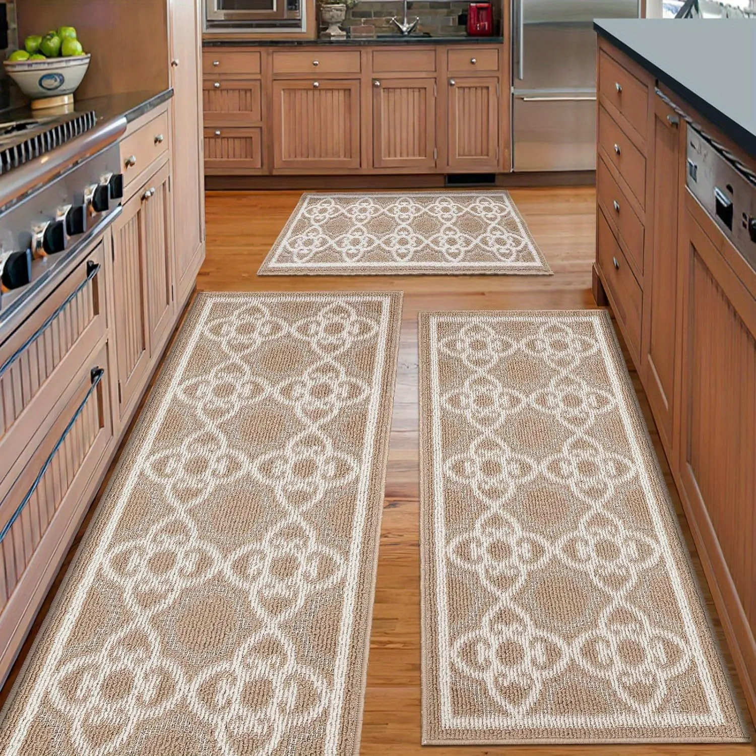 Kitchen Rug Sets 3 Piece with Runner, Farmhouse Kitchen Runner Rugs Non Skid Washable, Waterproof Kitchen Rugs and Mats, Washable Kitchen Rugs for Bathroom Entryway Indoor Front Door Laundry