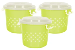 Kuber Industries Airtight Plastic Food Storage Containers|Plastic Container for Kitchen|6 Liters, 3 Pieces (Green)