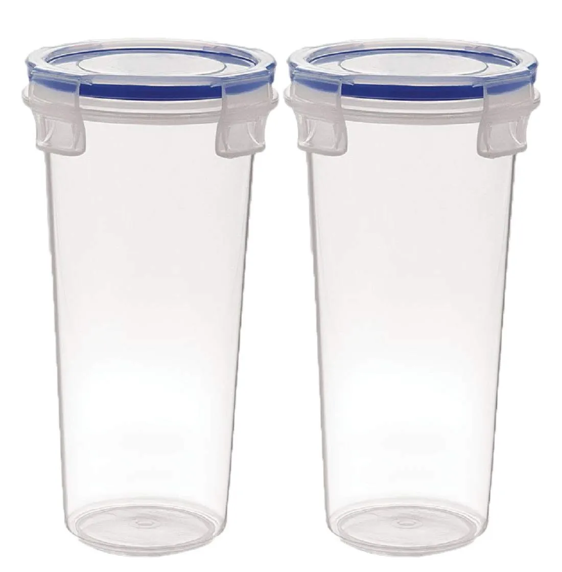 Kuber Industries Virgin Plastic klick Big Glass 2 Piece Transparent Tumbler/airtight Container Leakproof Storage with Lid 500ml (White)