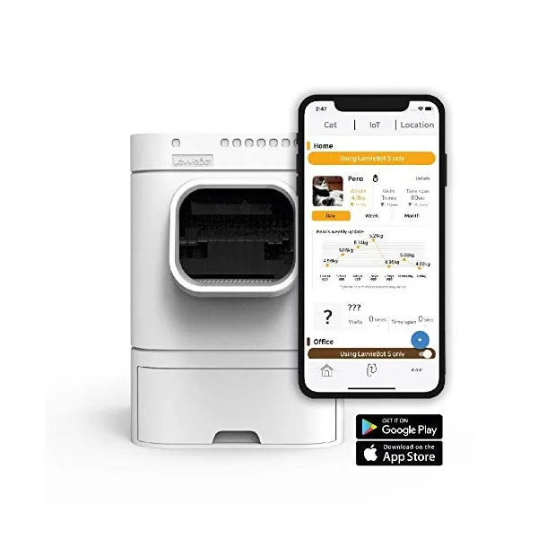 LavvieBot S Self-Cleaning Robotic Litter Box with Natural Gel Deodorizer