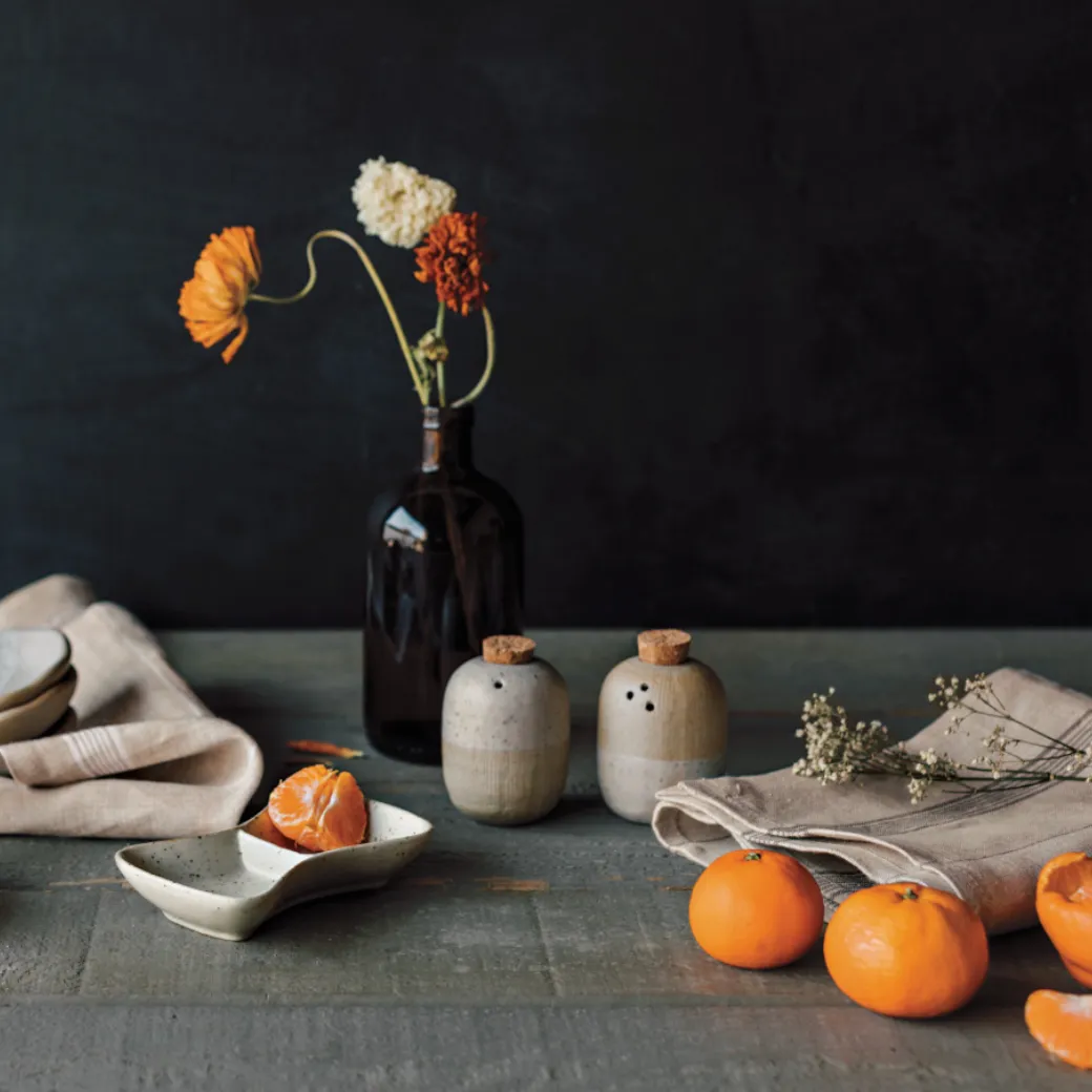 Maison Stoneware Salt   Pepper Shakers