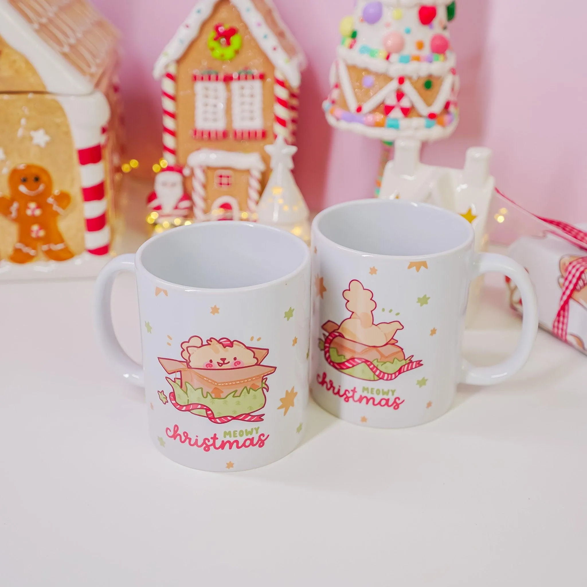 Meowy Christmas Mug | Peppamint Cat Ceramic Christmas Mug | Festive Holiday Gift