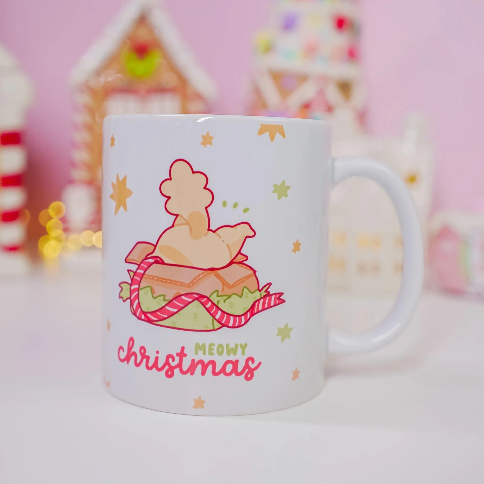 Meowy Christmas Mug | Peppamint Cat Ceramic Christmas Mug | Festive Holiday Gift
