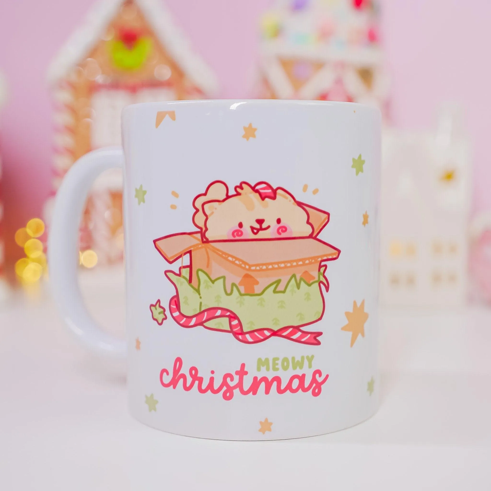 Meowy Christmas Mug | Peppamint Cat Ceramic Christmas Mug | Festive Holiday Gift