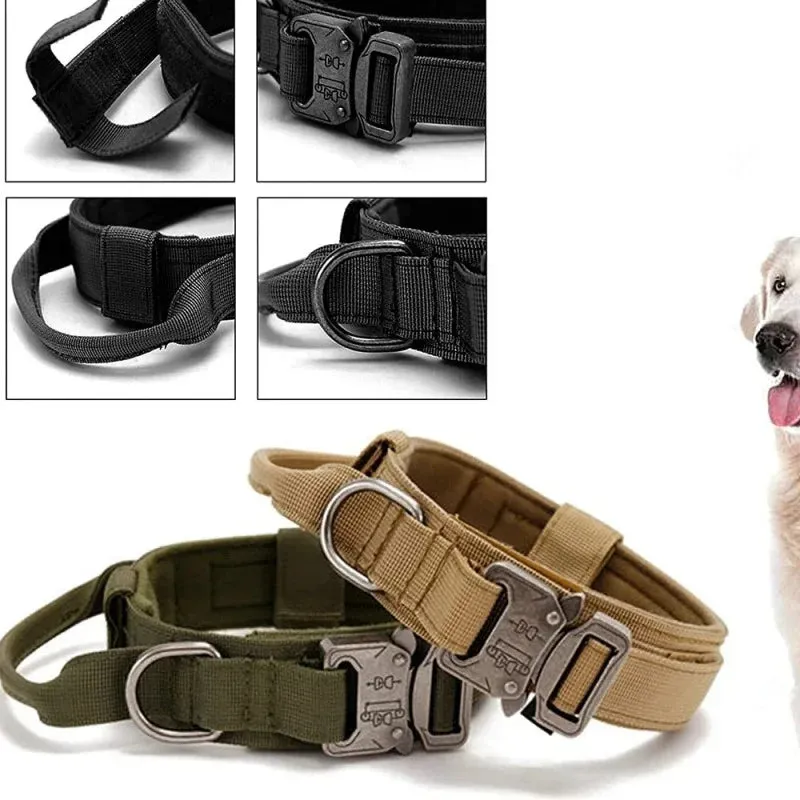 Nylon Tactical Dog Collar with Handle Adjustable and Durable Suitable for Medium Large Dogs Dogs Accessoires  Pet Items