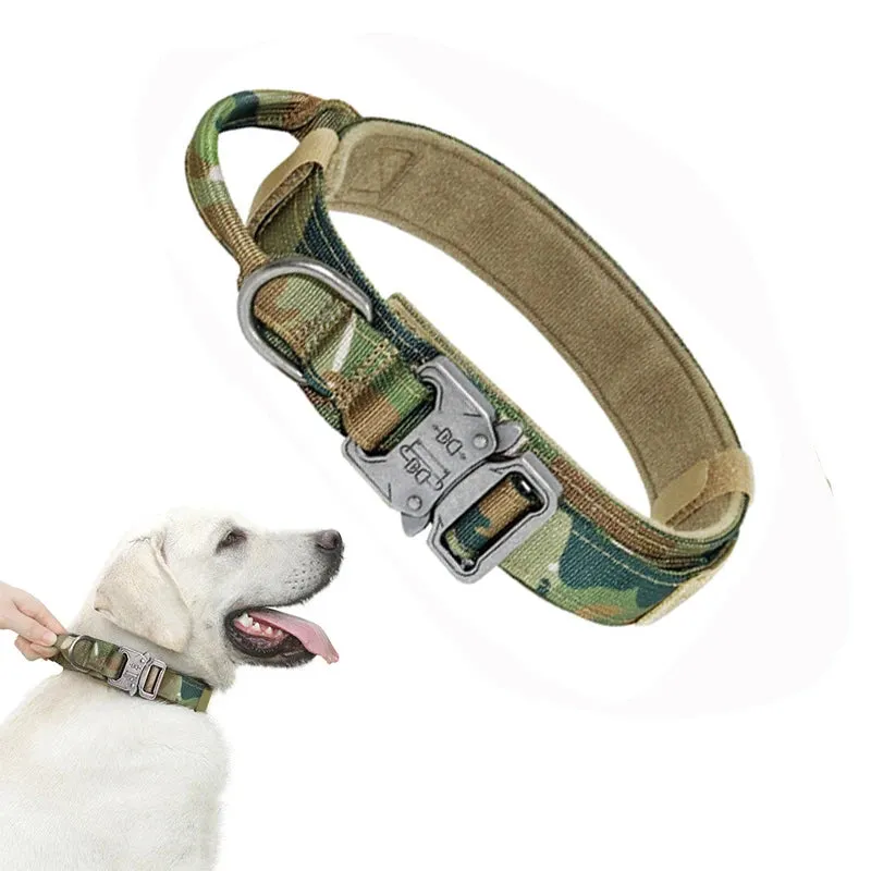 Nylon Tactical Dog Collar with Handle Adjustable and Durable Suitable for Medium Large Dogs Dogs Accessoires  Pet Items