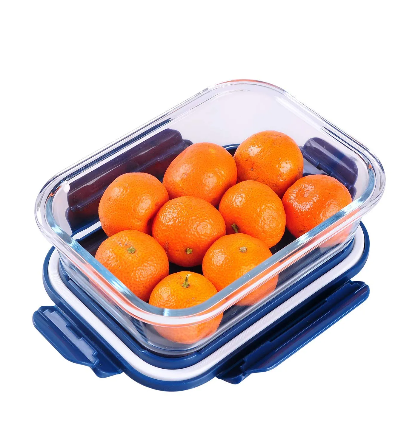 Om Kraft Sales Airtight Glass Meal and Food Containers with Lock Lid | Lunch Box Compatible with Microwave Oven Freezer Dishwasher (650 ml Pack 4)