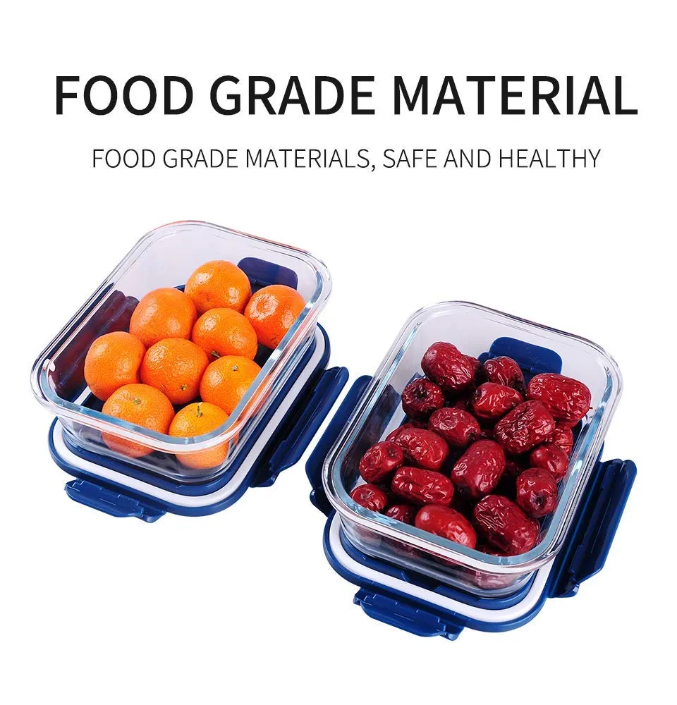 Om Kraft Sales Airtight Glass Meal and Food Containers with Lock Lid | Lunch Box Compatible with Microwave Oven Freezer Dishwasher (650 ml Pack 4)