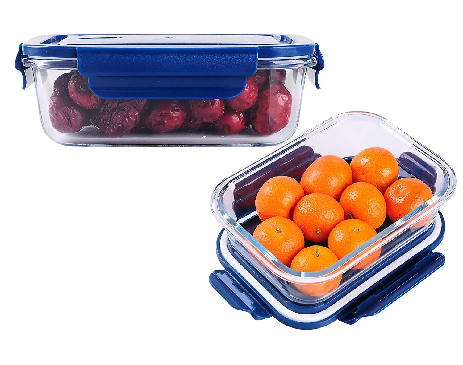 Om Kraft Sales Airtight Glass Meal and Food Containers with Lock Lid | Lunch Box Compatible with Microwave Oven Freezer Dishwasher (650 ml Pack 4)