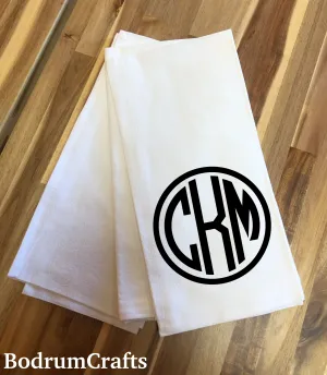 Personalized Monogram Flour Sack Kitchen Towels T006