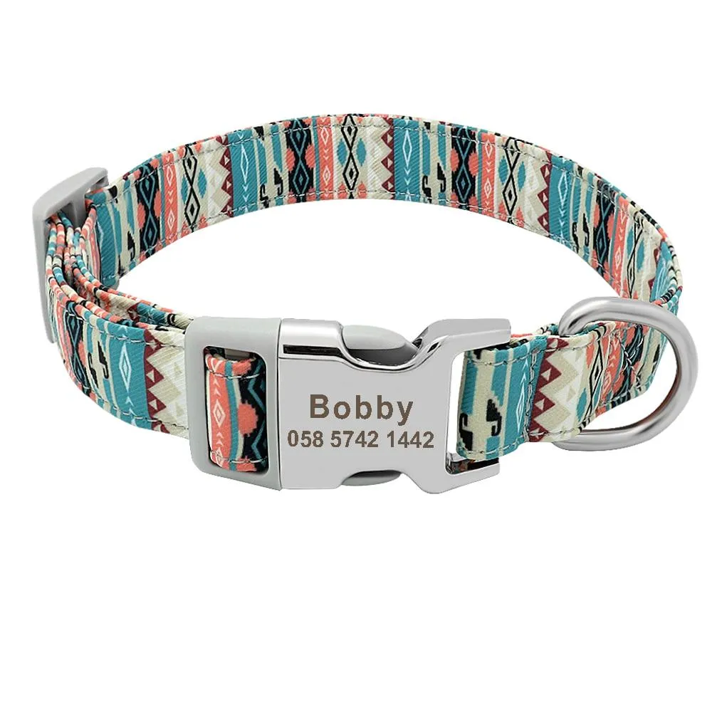 Pet Dog Customized Printed Nylon Collar Nylon Engraved Collar