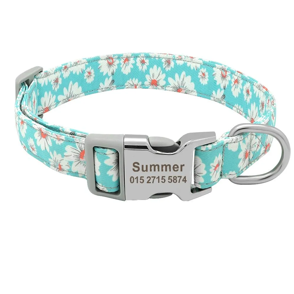 Pet Dog Customized Printed Nylon Collar Nylon Engraved Collar