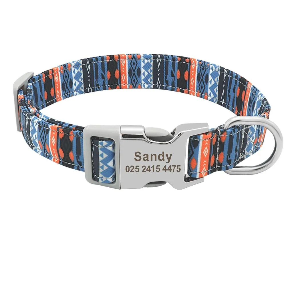 Pet Dog Customized Printed Nylon Collar Nylon Engraved Collar