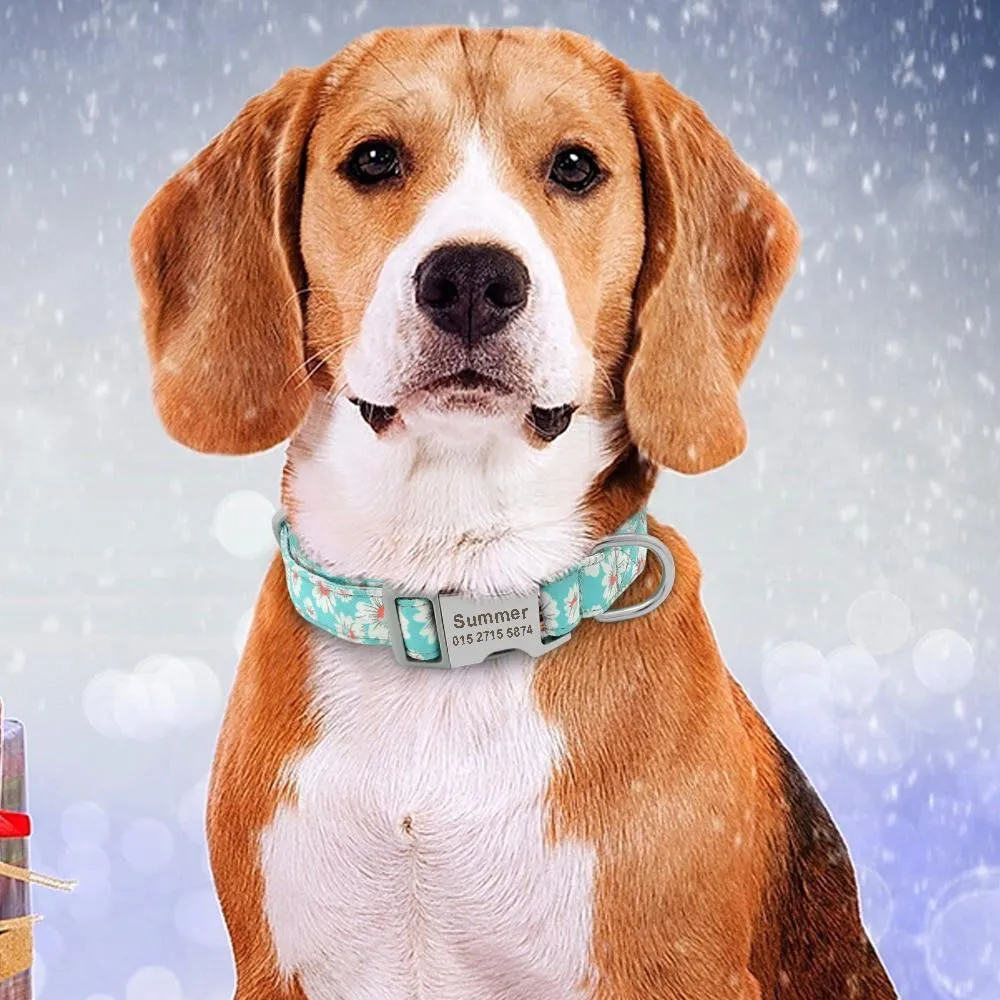 Pet Dog Customized Printed Nylon Collar Nylon Engraved Collar