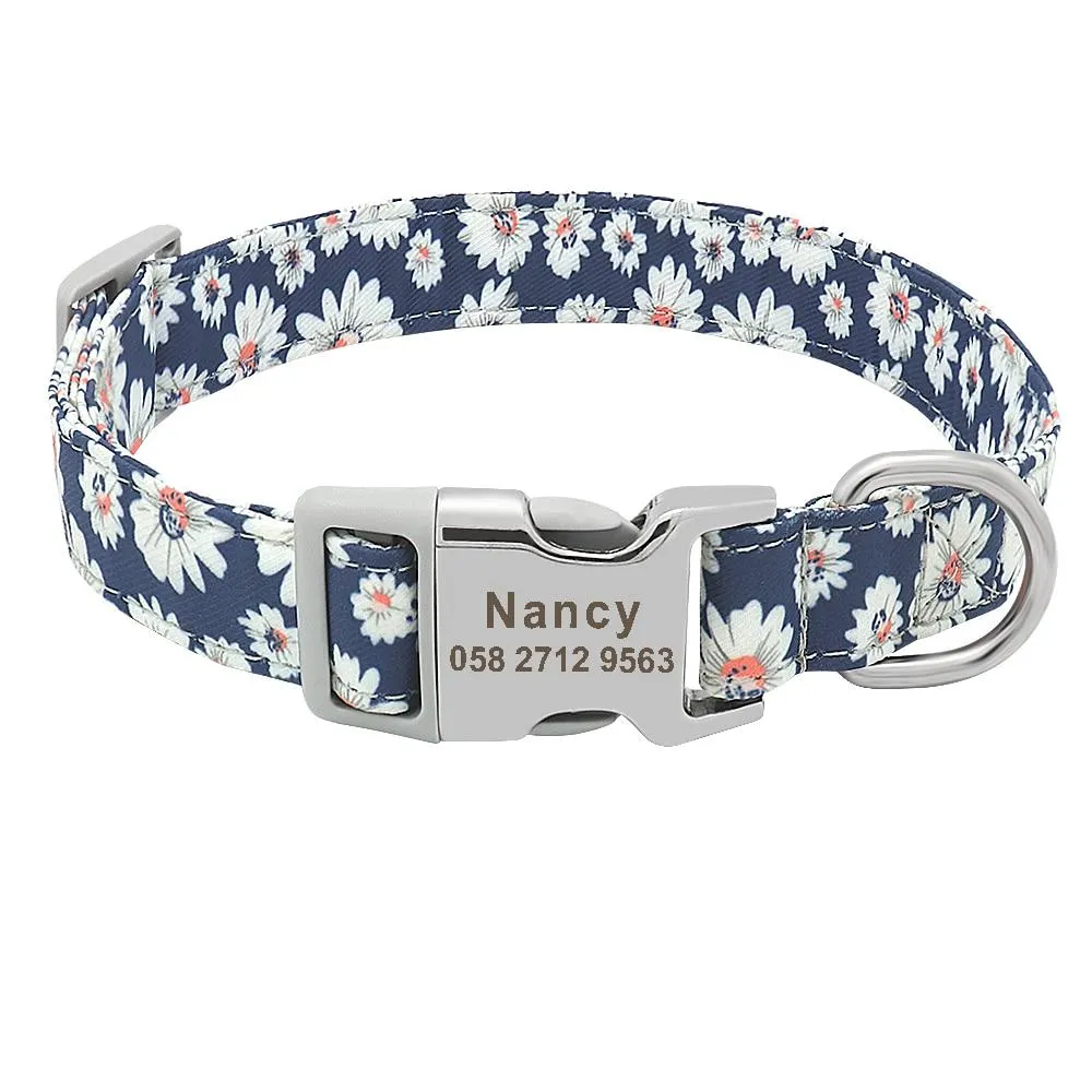 Pet Dog Customized Printed Nylon Collar Nylon Engraved Collar