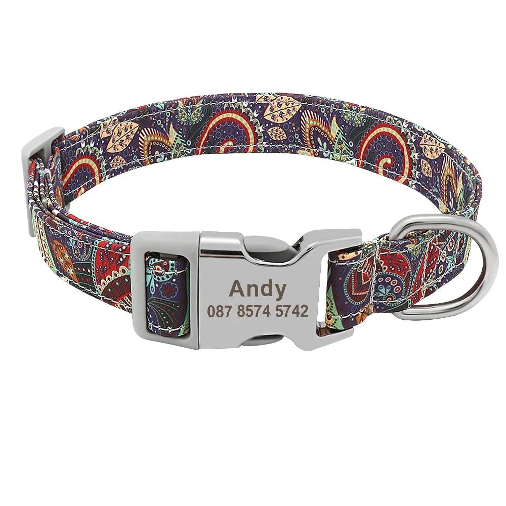 Pet Dog Customized Printed Nylon Collar Nylon Engraved Collar