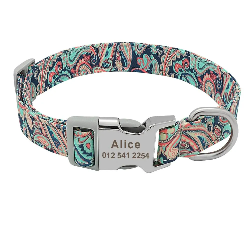 Pet Dog Customized Printed Nylon Collar Nylon Engraved Collar
