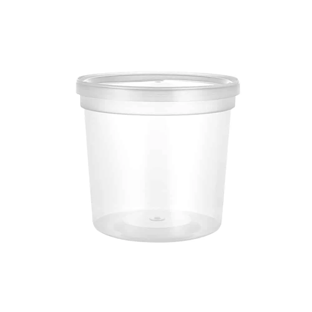 Premium Heavy Duty Plastic Microwaveable, Stackable 24oz Deli Containers with Airtight Lid