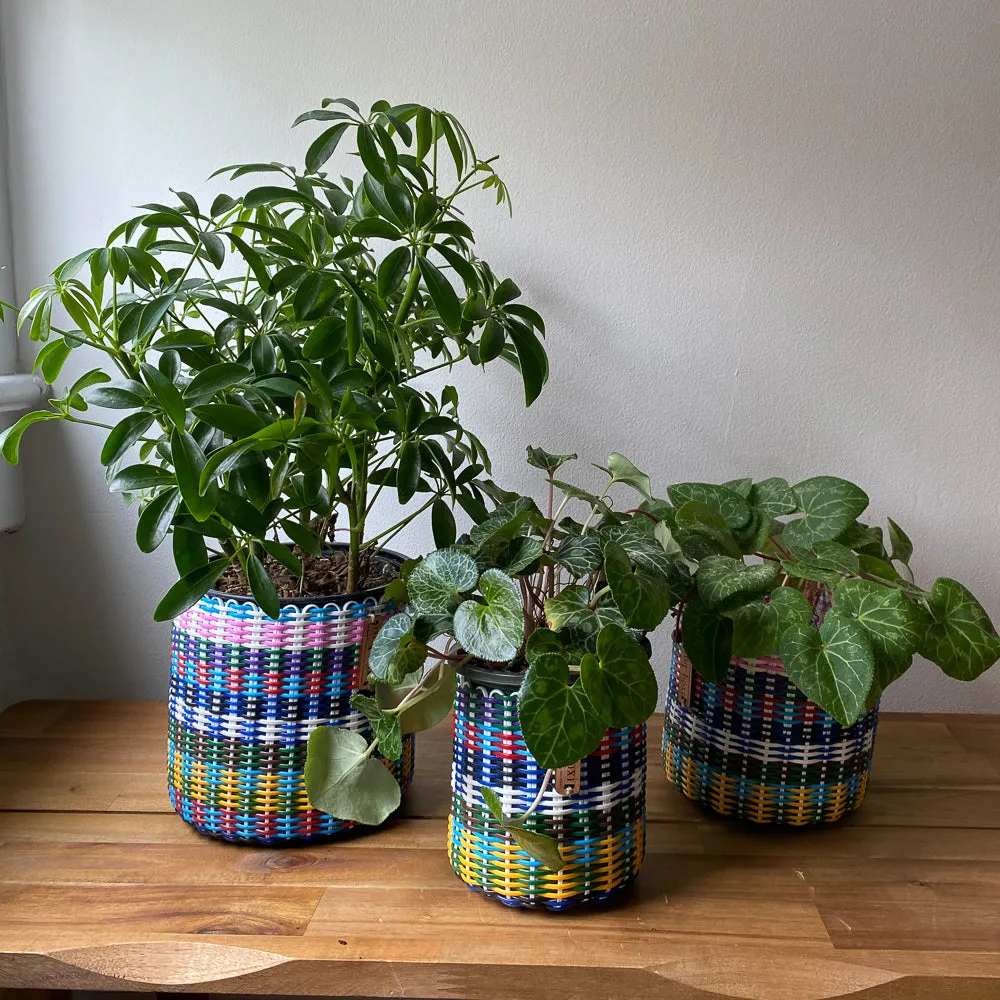 round 'catch all' / planters ~ multicolor stripes