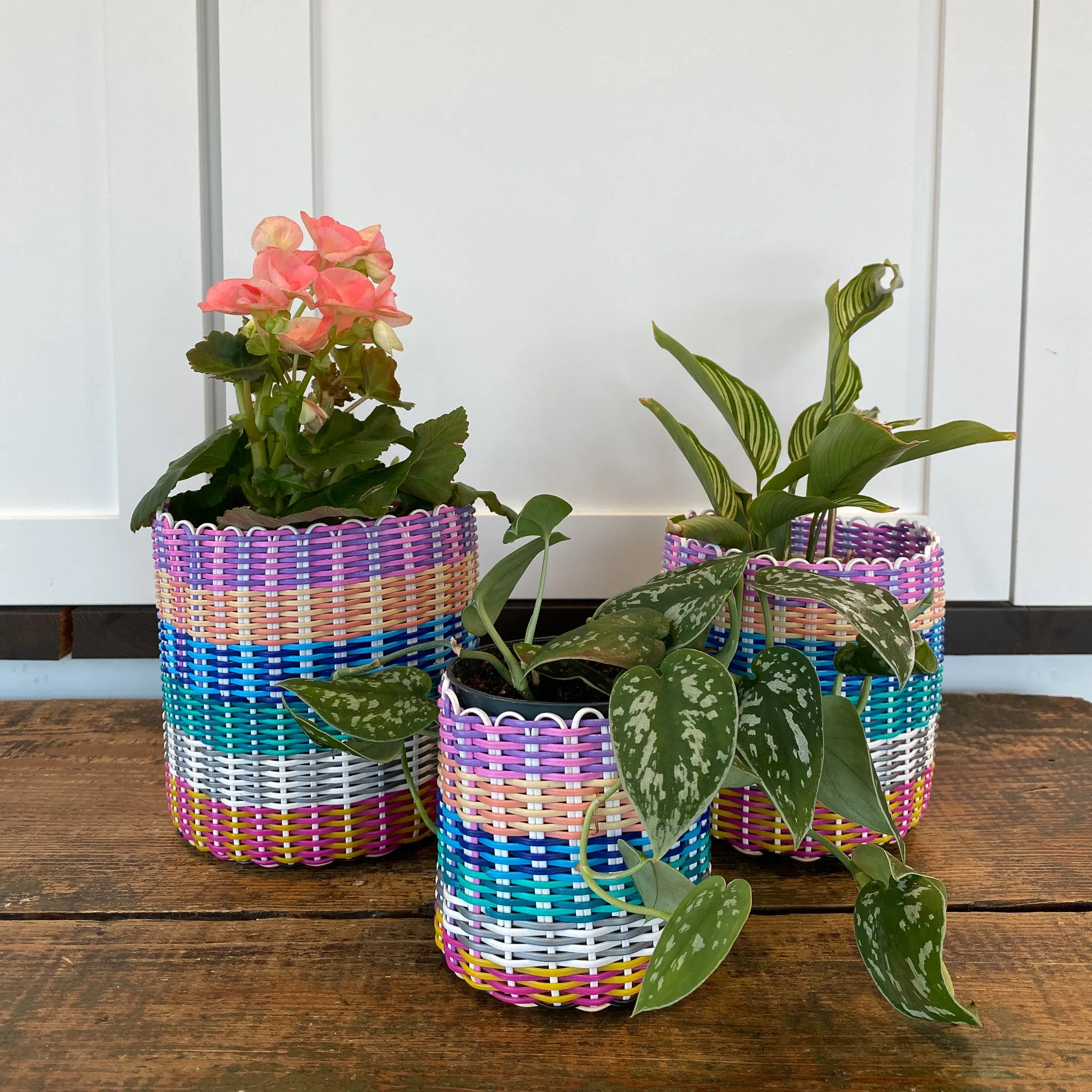 round 'catch all' / planters ~ multicolor stripes