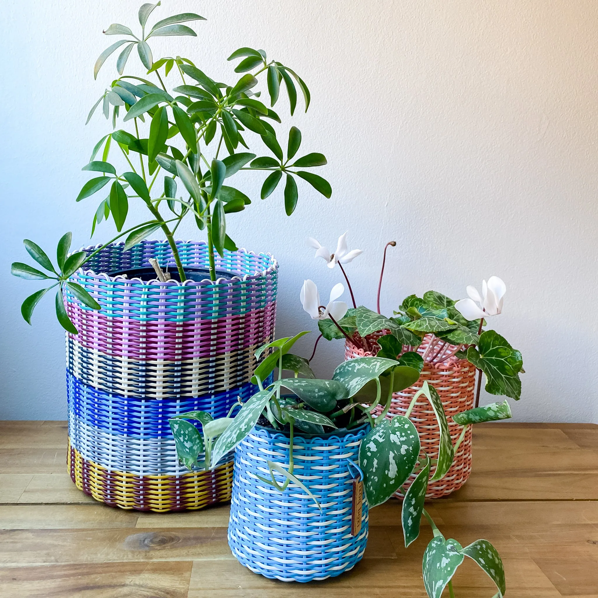 round 'catch all' / planters ~ multicolor stripes