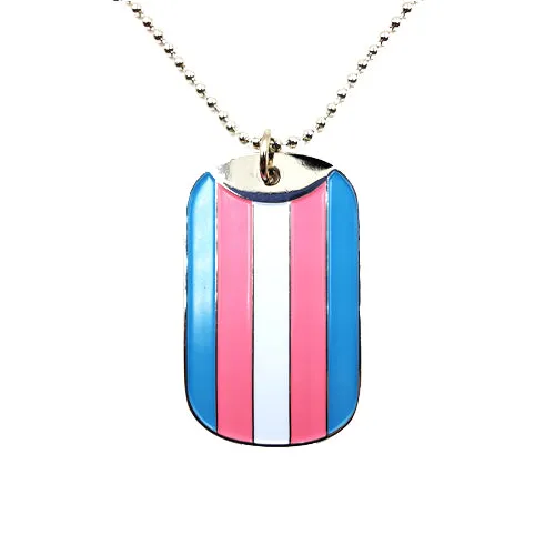 Transgender Flag Stainless Steel Dog Tag Necklace