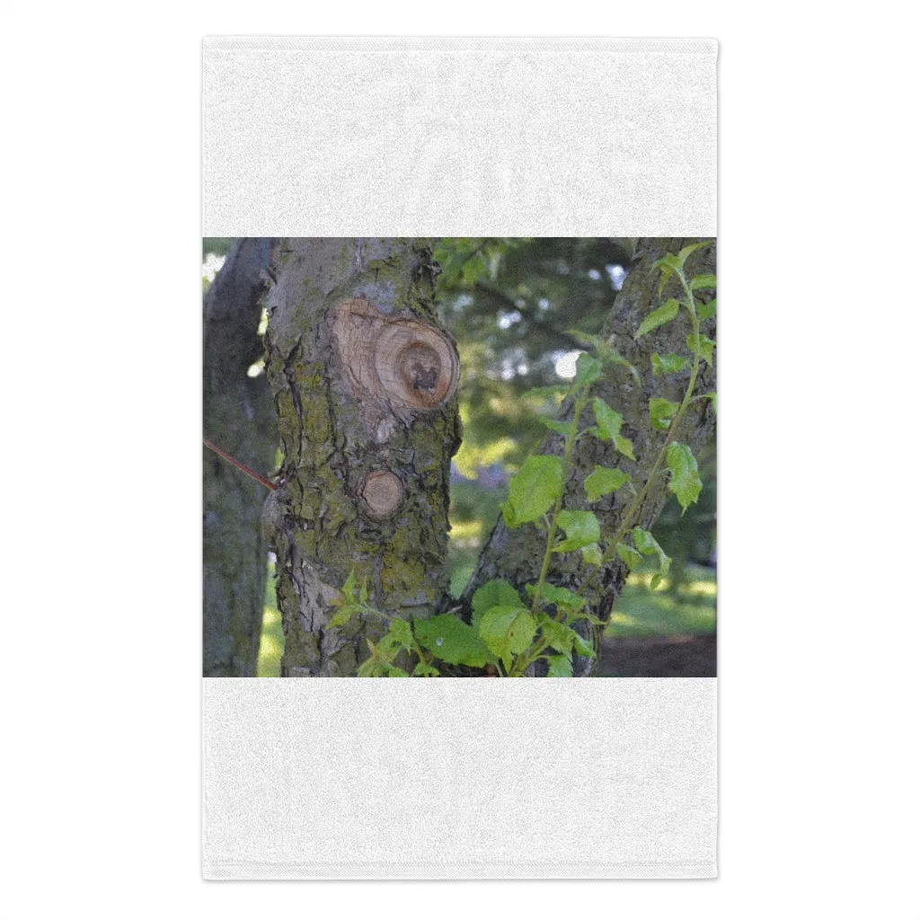 Tree Stump and Green Leaves Rally Towel, 11x18