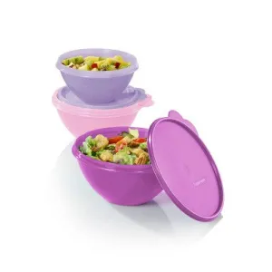 Tupperware 6pc (set of 3) Wonderlier Bowl Food Storage Container Set Lavender