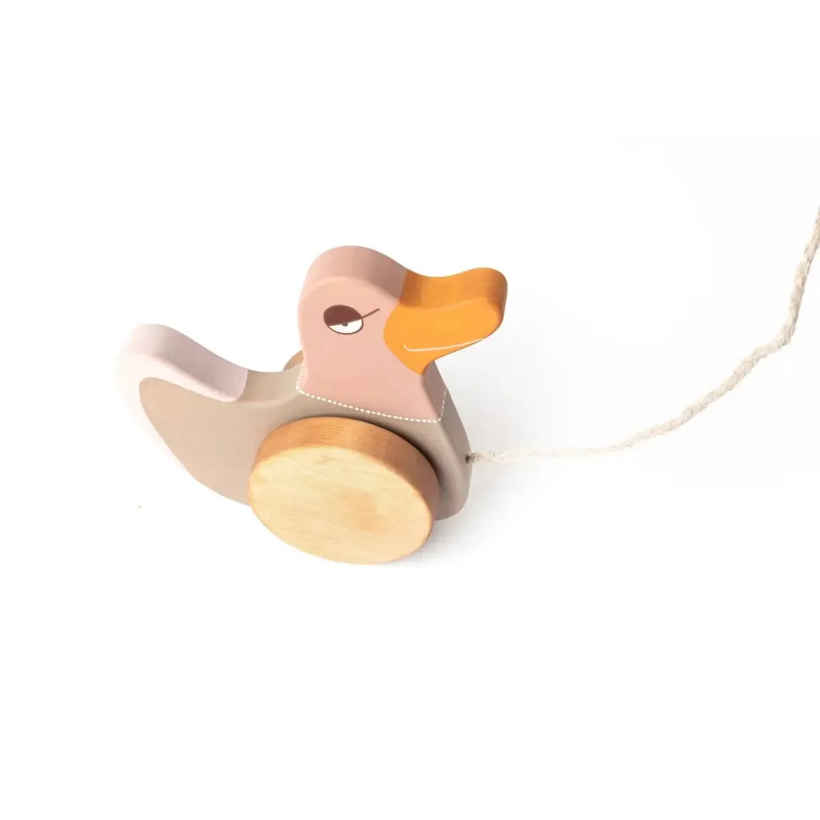 Wooden Pull Toy Pink Duck