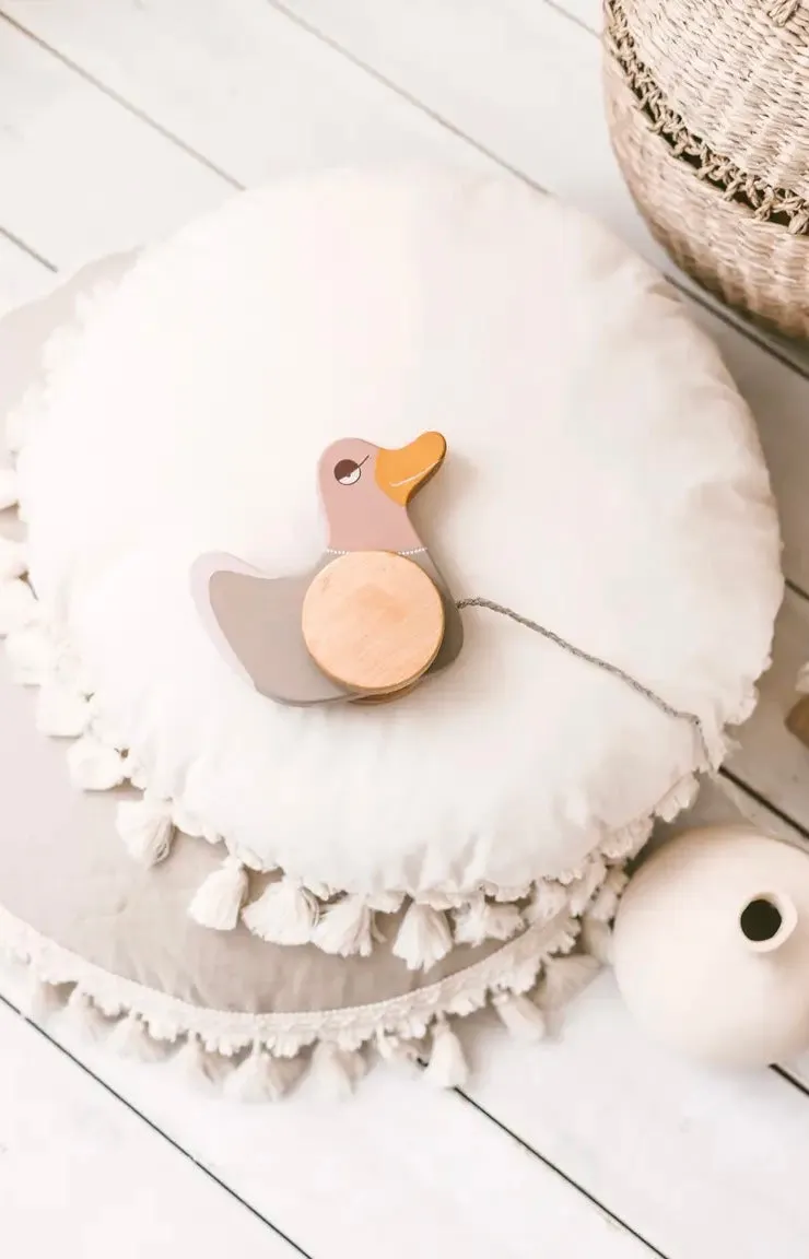 Wooden Pull Toy Pink Duck