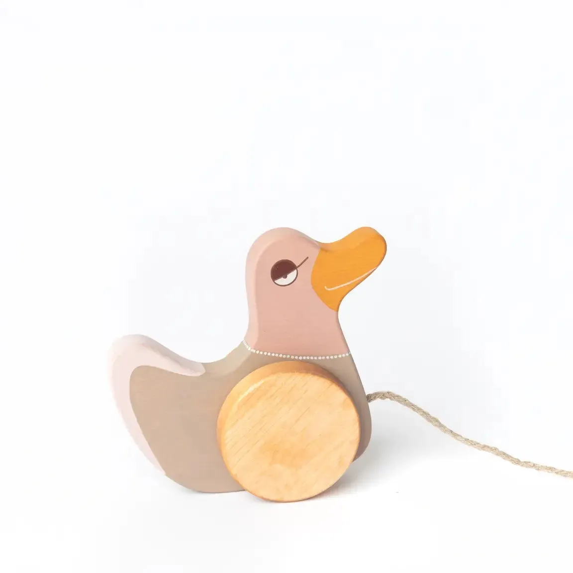 Wooden Pull Toy Pink Duck